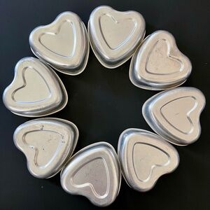 Set of (8) Primitive Vintage Tin Metal Heart Molds 1940’s-1950s